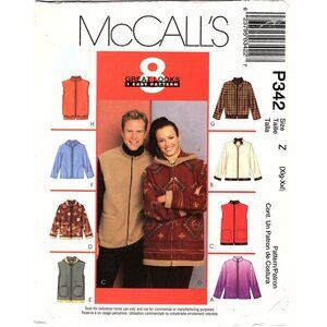 P342 Misses Mens Jacket Coat Vest Loose Fit Casual Sz XL XXL McCall's UNCUT FF